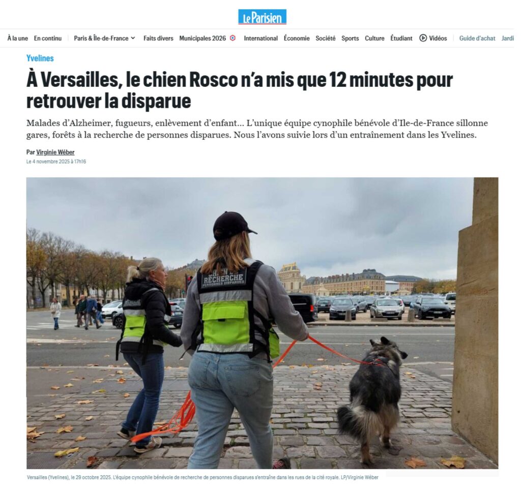 CHIEN DE RECHERCHE IDF ARTICLE LE PARISIEN